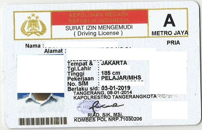 sim A for driver in Indonesia